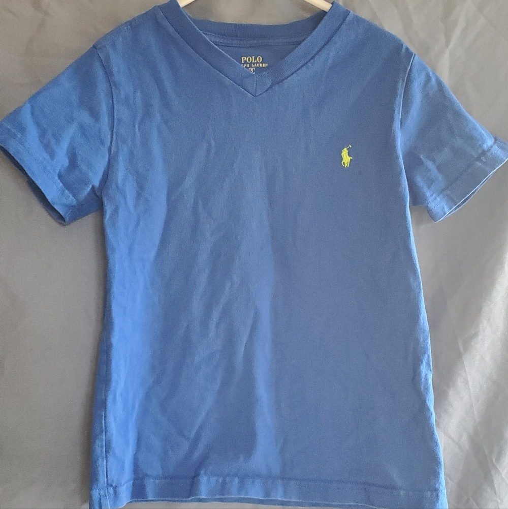 Polo by Ralph Lauren Kids Blue V-neck Tee with Logo